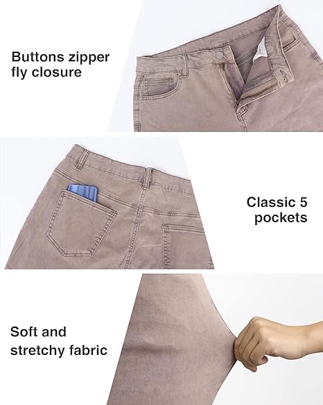 Womens Plus Size Skinny Tapered Pants Comfy Stretch High Waist Ankle Jean