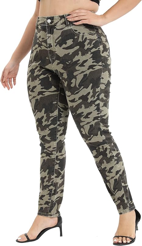 Womens Plus Size Skinny Tapered Pants Comfy Stretch High Waist Ankle Jean