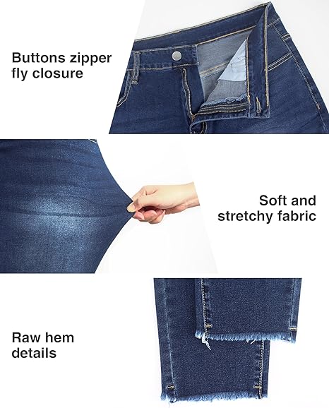 Womens Plus Size Skinny Jeans Stretchy High Waisted Classic Ankle Jean