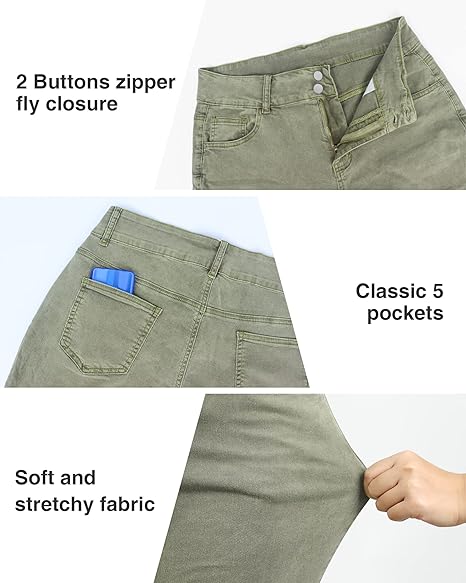 Womens Plus Size Skinny Tapered Pants Comfy Stretch High Waist Ankle Jean