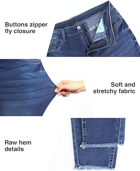 Womens Plus Size Skinny Jeans Stretchy High Waisted Classic Ankle Jean