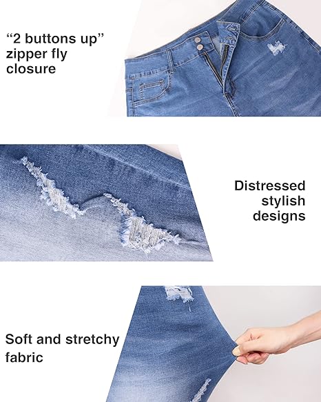 Womens Plus Size Skinny Jeans Stretchy High Waisted Ankle Jean