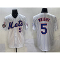 New York Mets #5 David Wright White Puhics With Patch Stitched Jersey