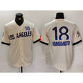 Los Angeles Dodgers #18 Yoshinobu Yamamoto Cream Puhics 2024 City Connect Limited Jersey