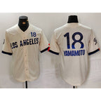 Los Angeles Dodgers #18 Yoshinobu Yamamoto Cream Puhics 2024 City Connect Limited Jersey