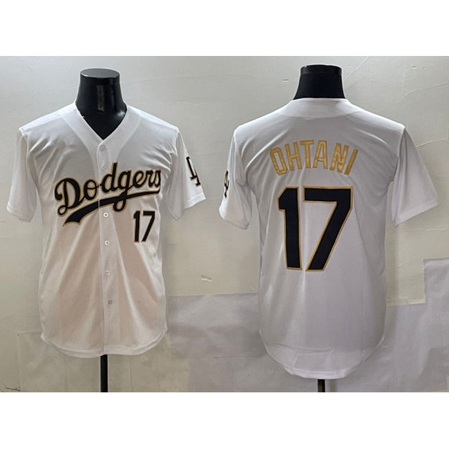 Los Angeles Dodgers #17 Shohei Ohtani White Gold Puhics Limited Stitched Jersey