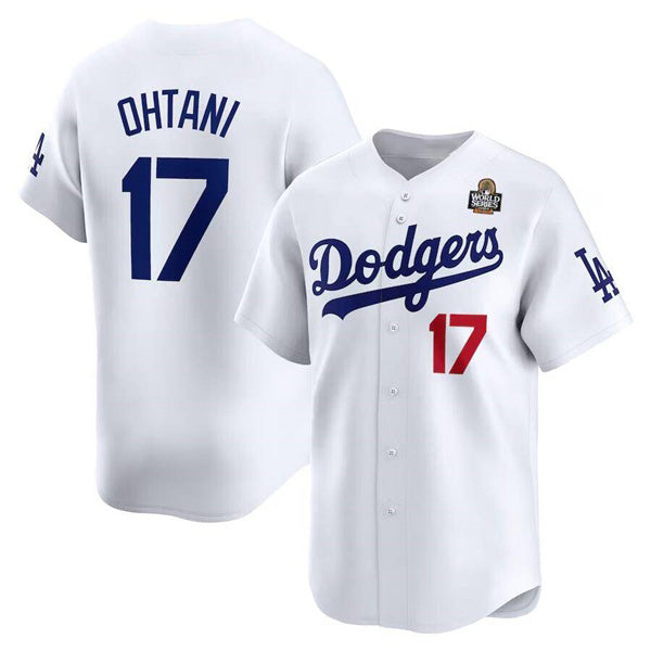 Los Angeles Dodgers #17 Shohei Ohtani White Puhics 2024 World Series Home Limited Cool Base Stitched Jersey