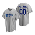 Custom Los Angeles Dodgers Gray Puhics Stitched Cool Base Jersey
