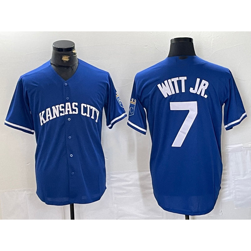 Kansas City Royals #7 Bobby Witt Jr Blue Puhics Cool Base Stitched Jersey