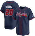 Atlanta Braves #20 Marcell Ozuna Navy Puhics 2025 Speedway Classic Alternate Limited Stitched Jersey