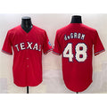 Texas Rangers #48 Jacob deGrom Red Puhics With Patch Cool Base Stitched Jersey