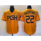 Pittsburgh Pirates #22 Andrew McCutchen Gold Puhics 2023 City Connect Stitched Jersey