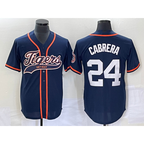 Detroit Tigers #24 Miguel Cabrera Navy Puhics Cool Base Stitched Jersey