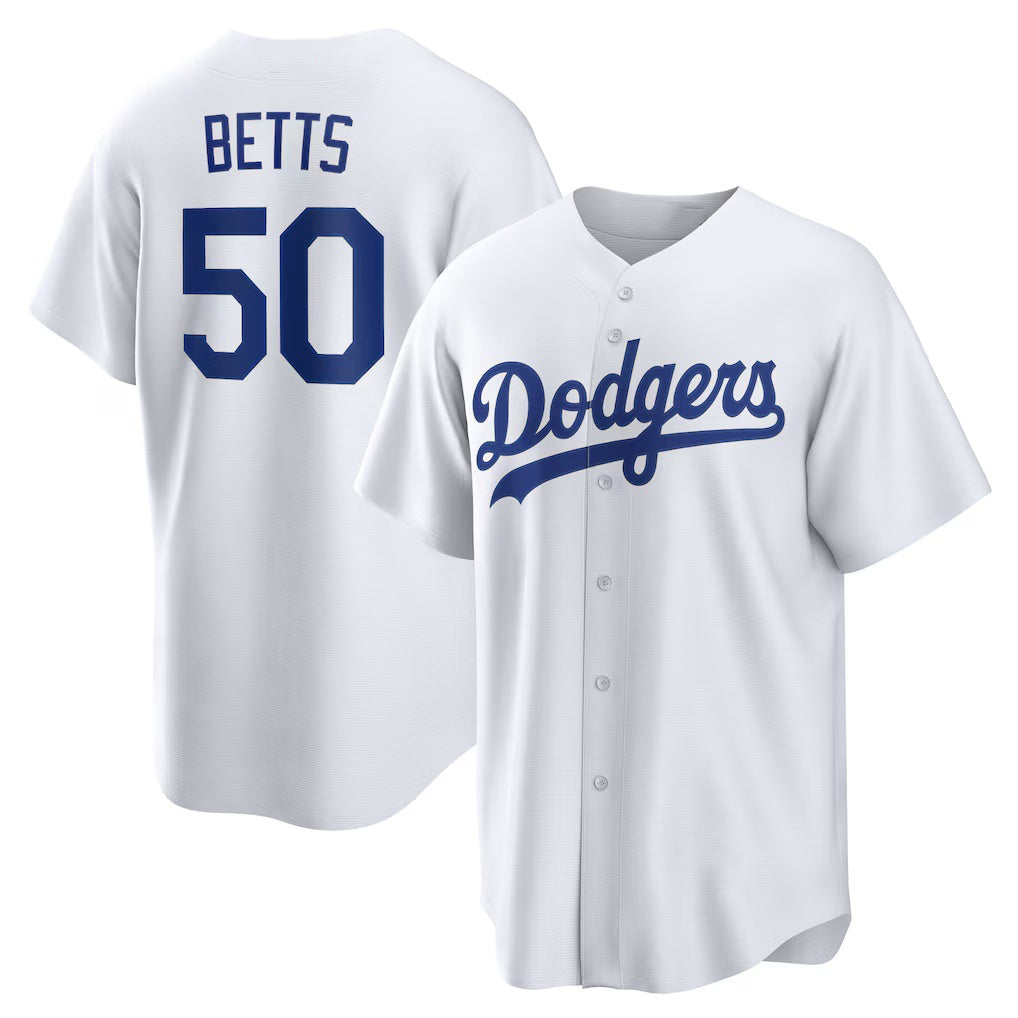 Los Angeles Dodgers #50 Mookie Betts White Puhics Home Replica Player Name Jersey