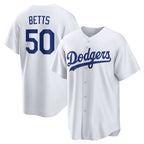 Los Angeles Dodgers #50 Mookie Betts White Puhics Home Replica Player Name Jersey