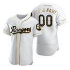 Custom Texas Rangers White Puhics Stitched Flex Base Golden Edition Jersey