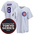 Chicago Cubs #8 Ian Happ White Puhics 2025 World Tour Tokyo Series Home Stitched Jersey