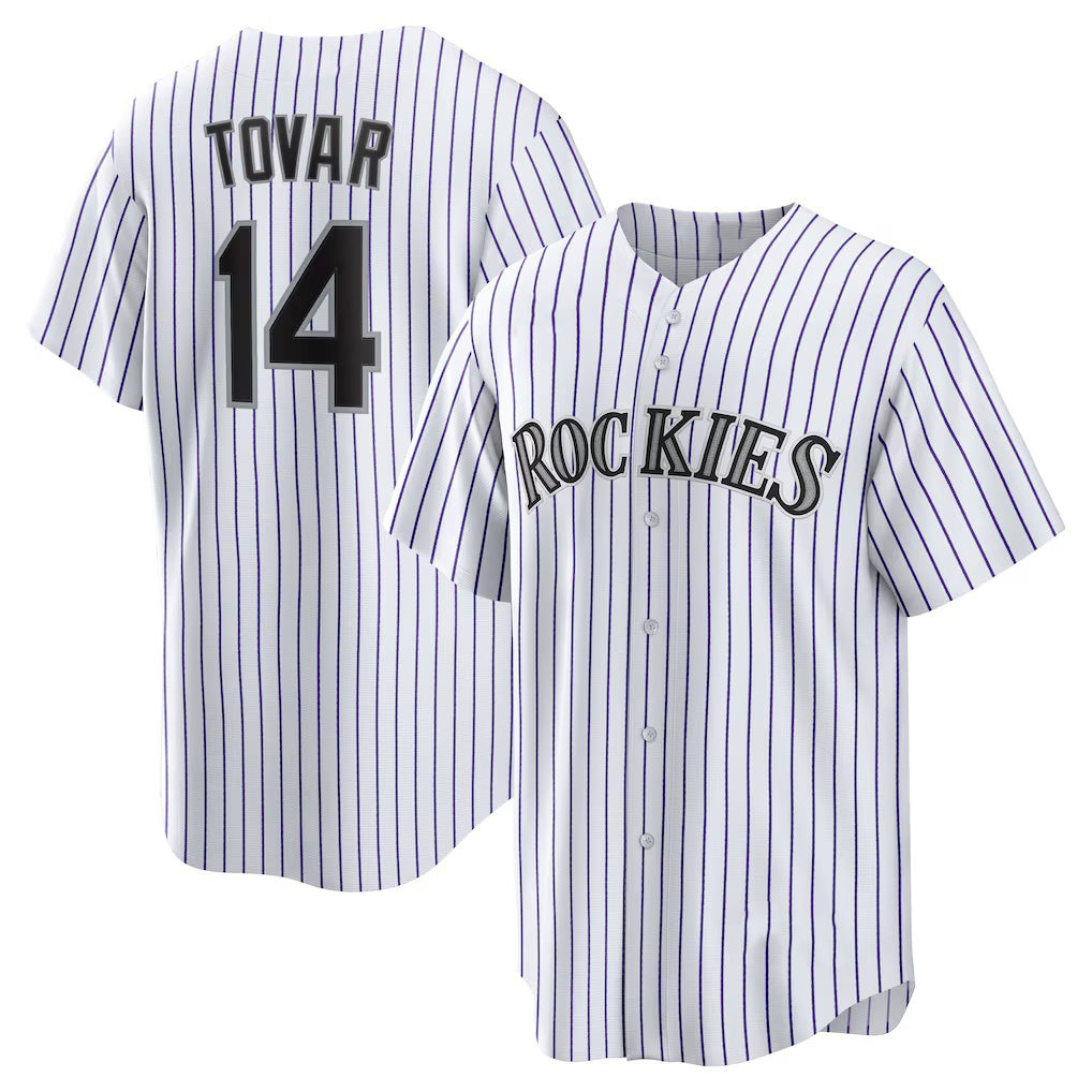 Colorado Rockies #14 Ezequiel Tovar White Puhics Home Replica Jersey