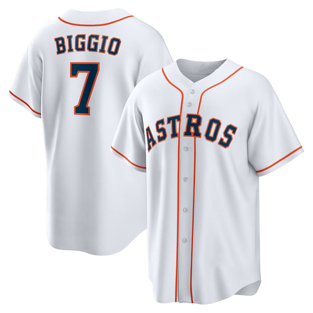 Houston Astros #7 Craig Biggio White Puhics Home Retired Player Replica Jersey