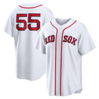 Boston Red Sox #55 Ranger Su¨¢rez White Puhics Home Replica Jersey