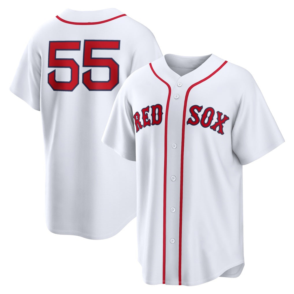 Boston Red Sox #55 Ranger Su¨¢rez White Puhics Home Replica Jersey