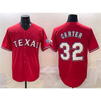 Texas Rangers #32 Evan Carter Red Puhics Cool Base Stitched Jersey