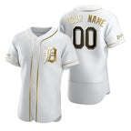 Custom Detroit Tigers White Puhics Stitched Flex Base Golden Edition Jersey