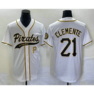 Pittsburgh Pirates #21 Roberto Clemente Number White Puhics Cool Base Stitched Jersey 2
