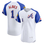 Atlanta Braves #1 Ozzie Albies White Puhics City Connect Elite Jersey