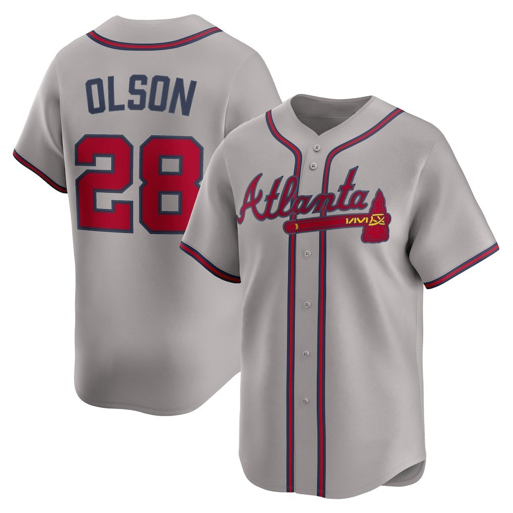 Atlanta Braves #28 Matt Olson Gray Puhics Road Limited Player Jersey