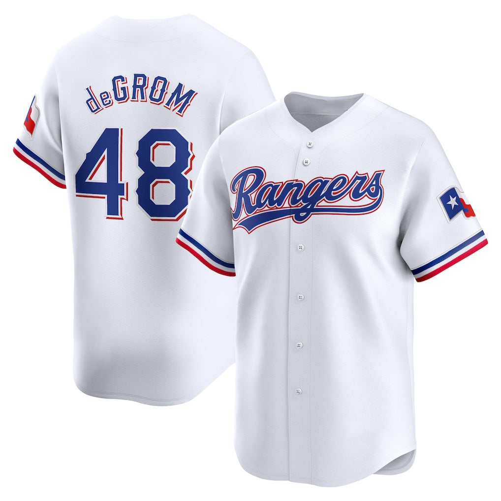 Texas Rangers #48 Jacob deGrom White Puhics Home Limited Player Jersey