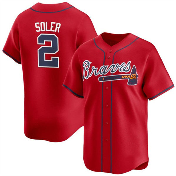 Atlanta Braves #2 Jorge Soler Red Puhics 2024 Alternate Limited Stitched Jersey