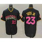 San Diego Padres #23 Fernando Tatis Jr Number Black Puhics 20th Anniversary Cool Base Stitched Jersey