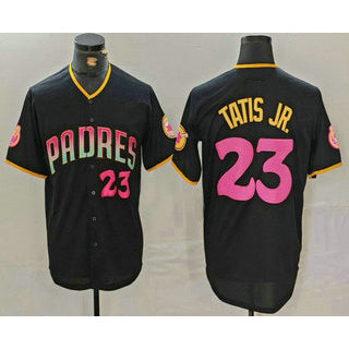 San Diego Padres #23 Fernando Tatis Jr Number Black Puhics 20th Anniversary Cool Base Stitched Jersey