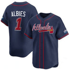 Atlanta Braves #1 Ozzie Albies Navy Puhics 2025 Speedway Classic Alternate Limited Stitched Jersey