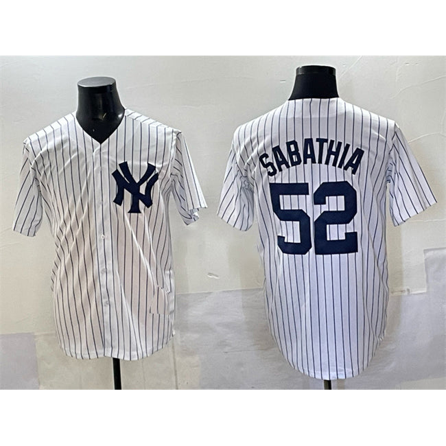 New York Yankees #52 C.C. Sabathia White Puhics Cool Base Stitched Jersey