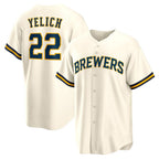 Milwaukee Brewers #22 Christian Yelich White Puhics Home Replica Jersey