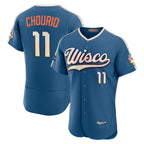 Milwaukee Brewers #11 Jackson Chourio Mineral Blue Puhics 2026 City Connect Authentic Sponsor Patch Jersey