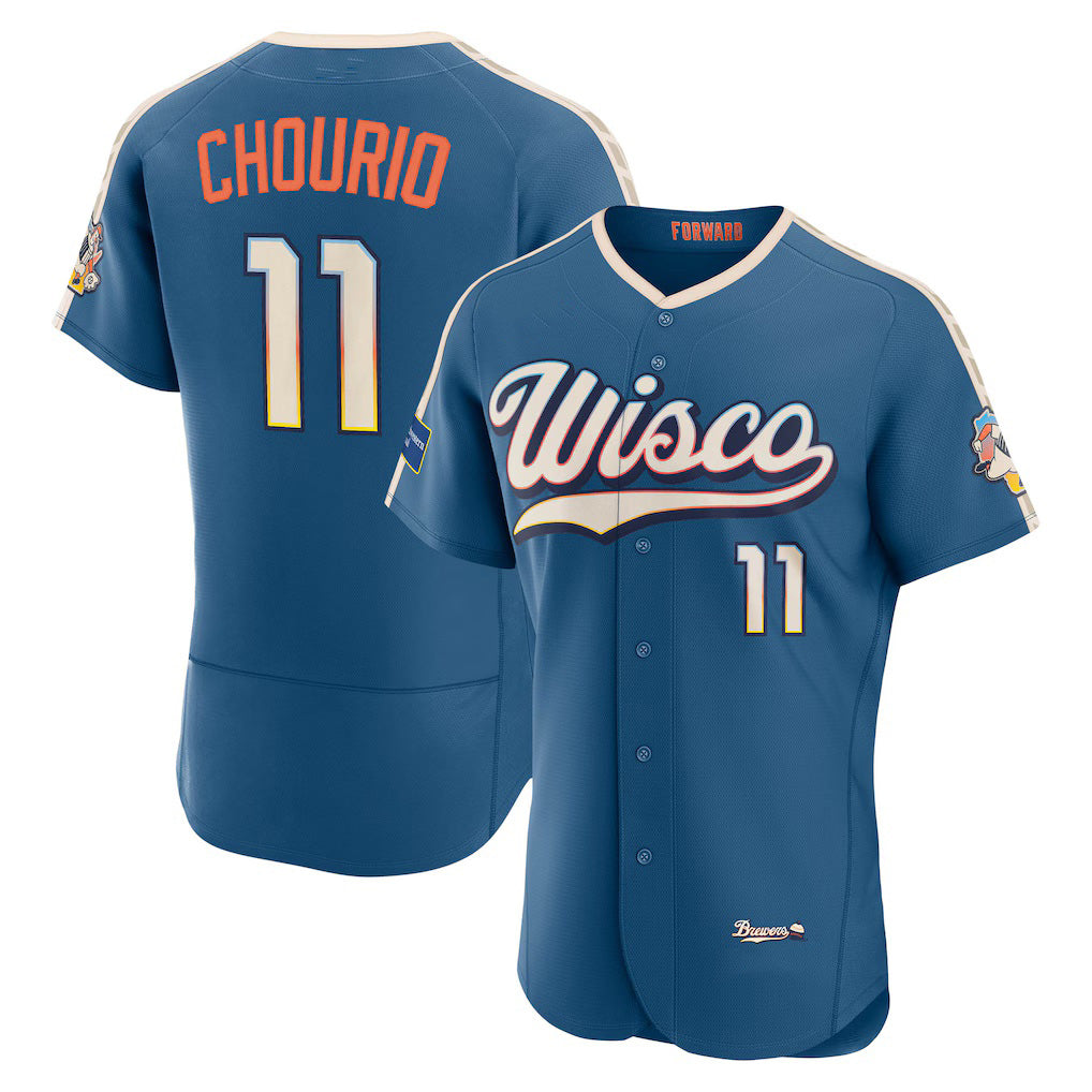 Milwaukee Brewers #11 Jackson Chourio Mineral Blue Puhics 2026 City Connect Authentic Sponsor Patch Jersey
