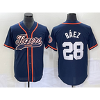 Detroit Tigers #28 Javier B¨¢ez Navy Puhics Cool Base Stitched Jersey