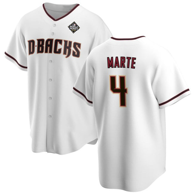 Arizona Diamondbacks #4 Ketel Marte White Puhics 2023 World Series Cool Base Stitched Jersey