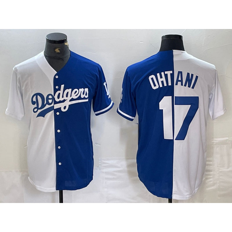 Los Angeles Dodgers #17 Shohei Ohtani White Blue Puhics Two Tone Stitched Jerseys