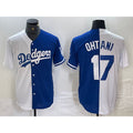 Los Angeles Dodgers #17 Shohei Ohtani White Blue Puhics Two Tone Stitched Jerseys