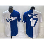 Los Angeles Dodgers #17 Shohei Ohtani White Blue Puhics Two Tone Stitched Jerseys