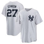 New York Yankees #27 Giancarlo Stanton White Puhics Home Replica Player Name Jersey