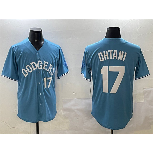 Los Angeles Dodgers #17 Shohei Ohtani Light Blue Puhics Limited Stitched Jersey