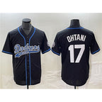 Los Angeles Dodgers #17 Shohei Ohtani Black Puhics Cool Base With Patch Stitched Jersey 2