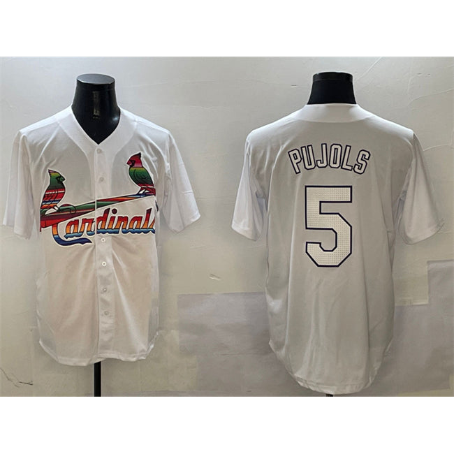 St. Louis Cardinals #5 Albert Pujols White Puhics Cool Base Stitched Jersey