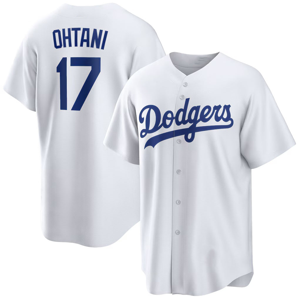 Los Angeles Dodgers #17 Shohei Ohtani White Puhics Home Replica Player Jersey
