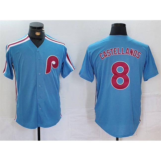 Philadelphia Phillies #8 Nick Castellanos Blue Puhics Cool Base Stitched Jersey